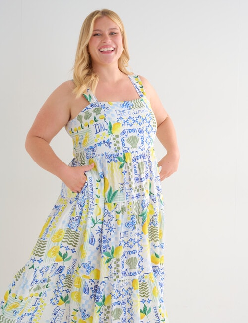 Studio Curve Printed Sundress, Lemon Print product photo View 03 L