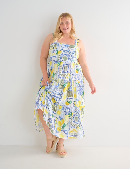 Studio Curve Printed Sundress, Lemon Print product photo View 06 L