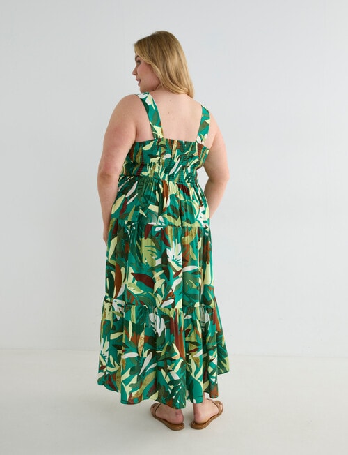 Studio Curve Printed Sundress, Green Leaf product photo View 02 L