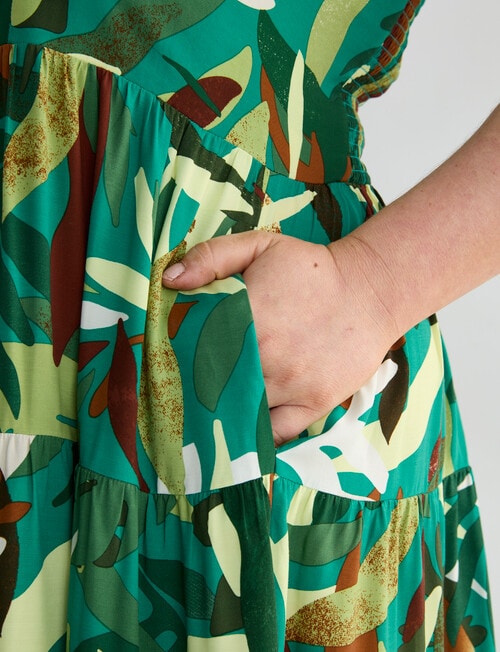 Studio Curve Printed Sundress, Green Leaf product photo View 04 L