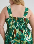 Studio Curve Printed Sundress, Green Leaf product photo View 05 S