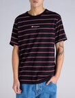 Champion Script Stripe Tee, Black, White & Cardinal product photo