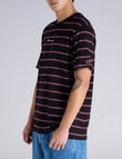 Champion Script Stripe Tee, Black, White & Cardinal product photo View 02 S