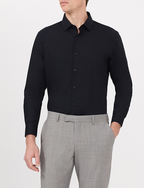Van Heusen Tailored Long Sleeve Poplin Shirt, Black product photo