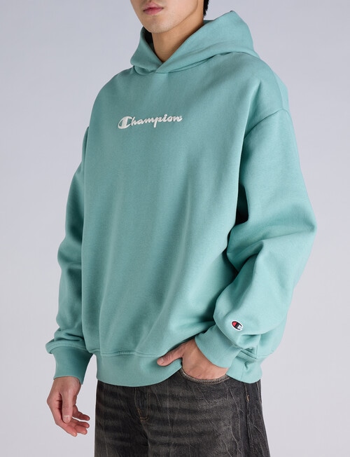 Champion Puff Script Hoodie, Beach Bungalow product photo View 02 L