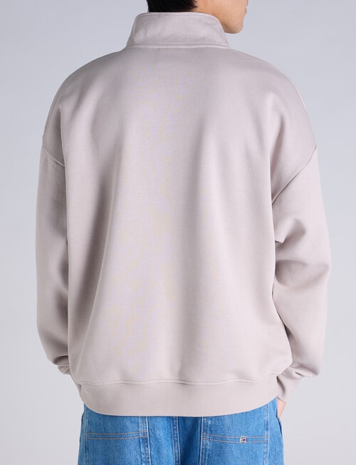 Champion Tonal Script Quarter Zip Crew Sweatshirt, Pearl Oyster product photo View 03 L