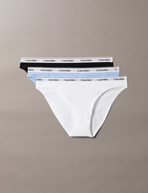 Calvin Klein Icon Logo Bikini Brief, 3-Pack, Black, White & Frozen Fjiord product photo
