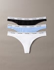 Calvin Klein Icon Logo Thong Brief, 3-Pack, Black, White & Frozen Fjiord product photo