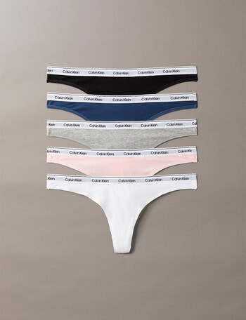 Calvin Klein Icon Logo Thong Brief, 5-Pack, Black, White, Grey & Dark Denim product photo