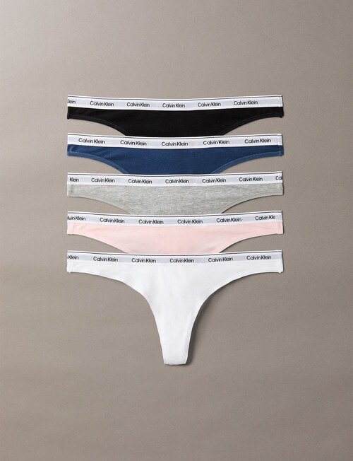 Calvin Klein Icon Logo Thong Brief, 5-Pack, Black, White, Grey & Dark Denim product photo