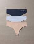 Calvin Klein Invisibles Thong Brief, 3-Pack, Casual Blue,Speakeasy & Cedar product photo