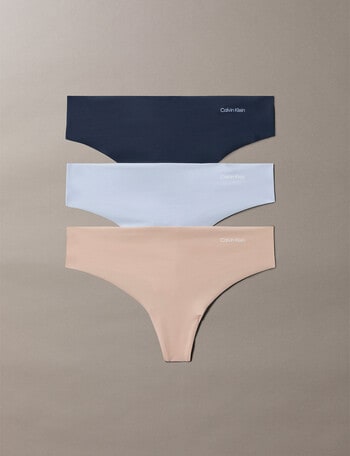 Calvin Klein Invisibles Thong Brief, 3-Pack, Casual Blue,Speakeasy & Cedar product photo