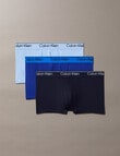 Calvin Klein Micro Stretch Low Rise Trunk, 3-Pack, Shoreline, Royalty & Blue Bell product photo