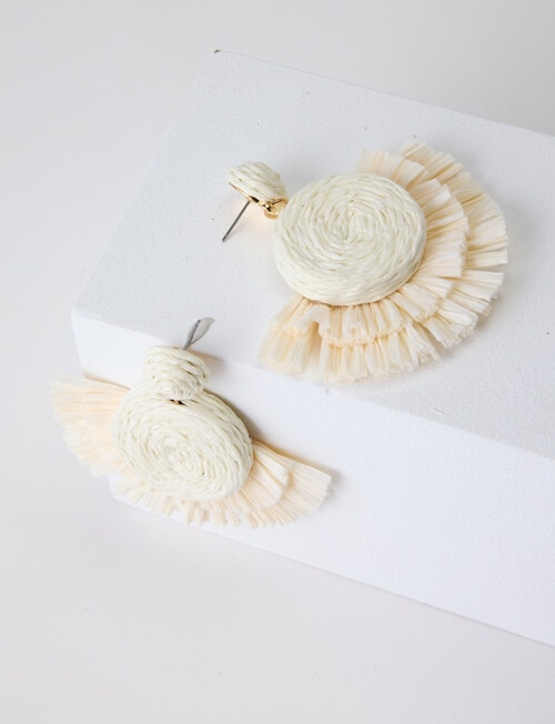 Whistle Accessories Raffia Drop Earring, Ivory product photo View 02 L
