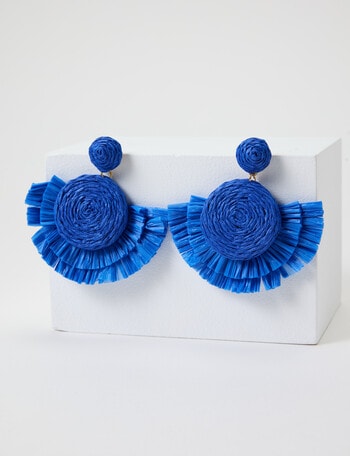 Whistle Accessories Raffia Drop Earring, Blue product photo