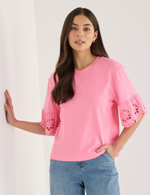 Whistle Drop Shoulder Detail Tee, Candy product photo