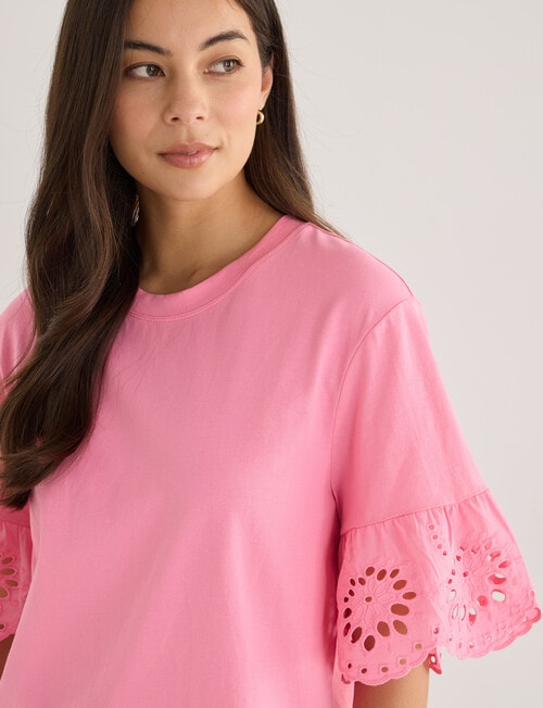 Whistle Drop Shoulder Detail Tee, Candy product photo View 04 L