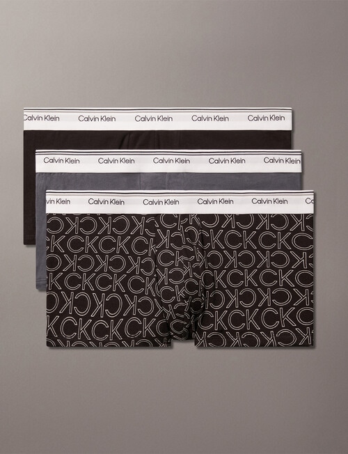 Calvin Klein Engineered Low Rise Trunk, 3-Pack, Black, Monogram Outline Black & Turbulence product photo