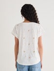 Zest Embroidered Posy Organic Cotton Boxy Tee, Ivory product photo View 02 S