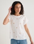 Zest Embroidered Posy Organic Cotton Boxy Tee, Ivory product photo View 04 S