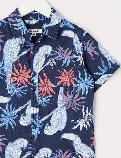 Mac & Ellie Bird Tropic Short Sleeve Shirt, Navy product photo View 02 L