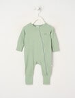 Teeny Weeny Sleep Rib Sleepsuit, Sage Green product photo