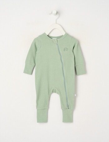 Teeny Weeny Sleep Rib Sleepsuit, Sage Green product photo