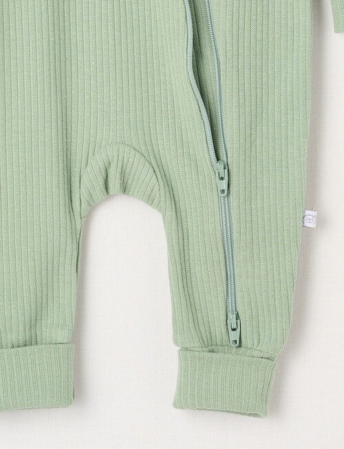 Teeny Weeny Sleep Rib Sleepsuit, Sage Green product photo View 02 L