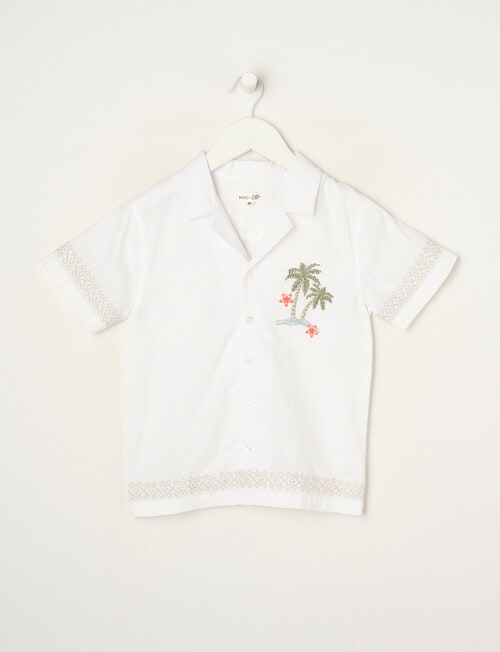 Mac & Ellie Embroidered Palm Short Sleeve Shirt, Rice product photo