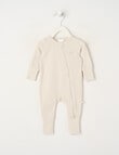 Teeny Weeny Sleep Rib Sleepsuit, Stone product photo