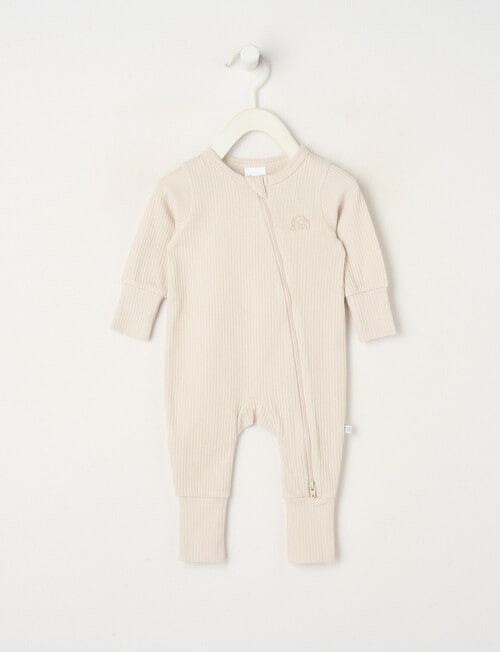 Teeny Weeny Sleep Rib Sleepsuit, Stone product photo