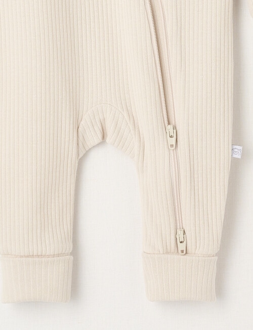 Teeny Weeny Sleep Rib Sleepsuit, Stone product photo View 02 L