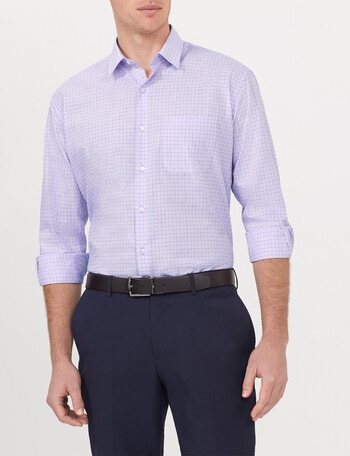 Van Heusen Classic Long Sleeve Check Shirt, Purple product photo