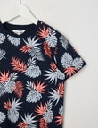 Mac & Ellie Palm Leave Short Sleeve Tee, Navy product photo View 02 S