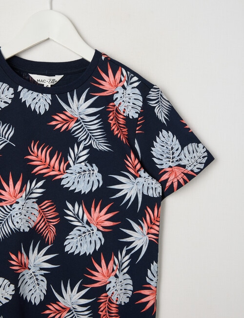 Mac & Ellie Palm Leave Short Sleeve Tee, Navy product photo View 02 L