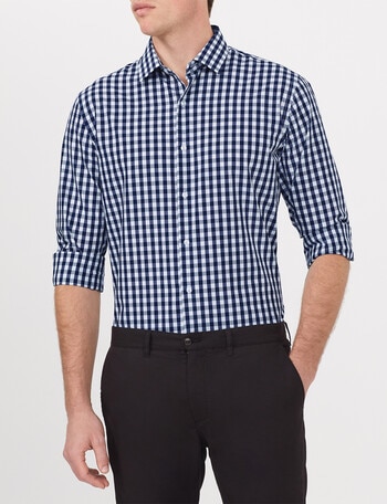 Van Heusen Tailored Long Sleeve Mid Check Shirt, Navy product photo