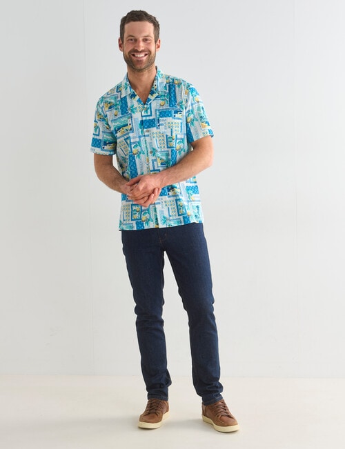 Gasoline Bella Slub Short Sleeve Shirt, Blue product photo View 03 L