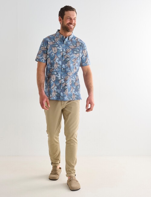 Gasoline Texture Marina Short Sleeve Shirt, Blue product photo View 03 L