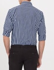 Van Heusen Tailored Long Sleeve Mid Check Shirt, Navy product photo View 02 S