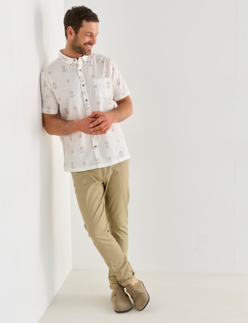 Gasoline Venice Ditsy Slub Short Sleeve Shirt, Beige product photo View 03 L
