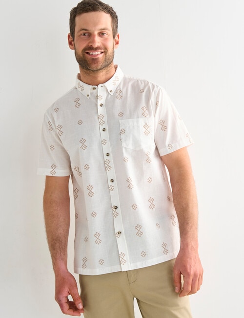 Gasoline Venice Ditsy Slub Short Sleeve Shirt, Beige product photo View 05 L
