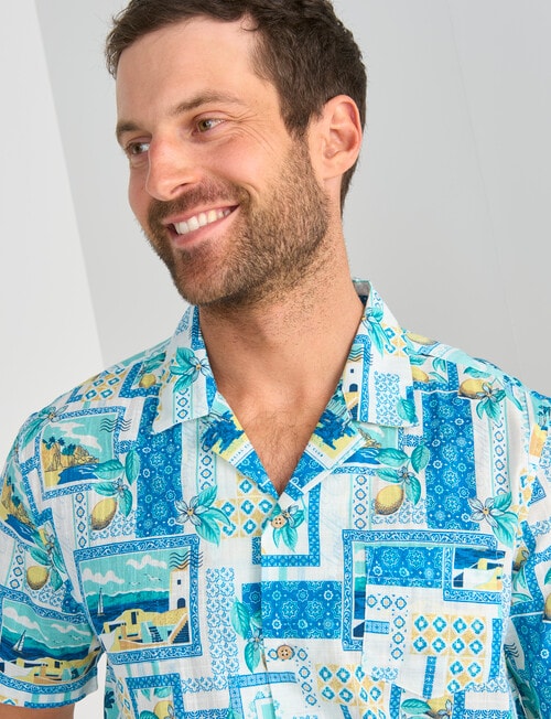 Gasoline Bella Slub Short Sleeve Shirt, Blue product photo View 04 L