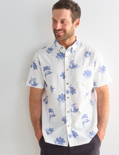 Gasoline Texture Maria Short Sleeve Shirt, White product photo View 05 L