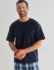 Mazzoni Short Sleeve Tee & Check Short PJ Set, Navy, Blue & Grey product photo