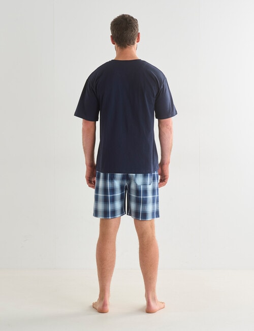 Mazzoni Short Sleeve Tee & Check Short PJ Set, Navy, Blue & Grey product photo View 02 L