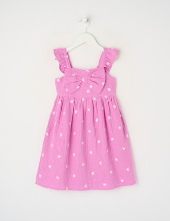 Mac & Ellie Embroidered Daisies Bow Dress, Electric Lavender product photo