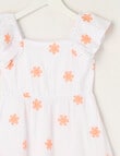 Mac & Ellie Embroidered Daisies Flutter Sleeve Dress, White product photo View 02 S