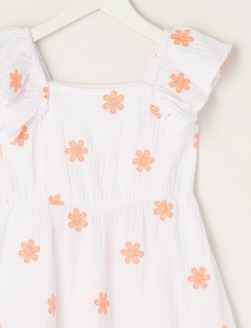 Mac & Ellie Embroidered Daisies Flutter Sleeve Dress, White product photo View 02 L
