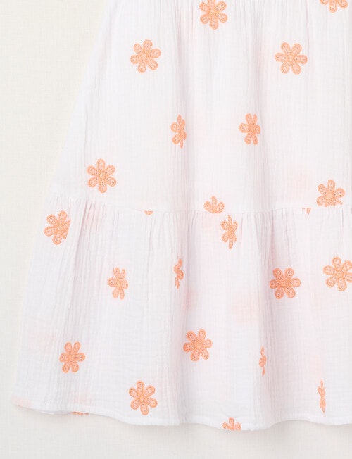 Mac & Ellie Embroidered Daisies Flutter Sleeve Dress, White product photo View 03 L