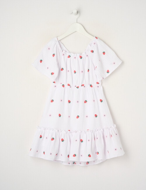 Mac & Ellie Strawberry Daisy Cut Out Back Embroided Dress, Vanilla product photo